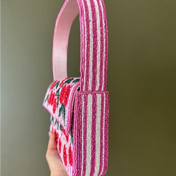 Pink and Red Beaded Women's Bag - Picture 4 of 6